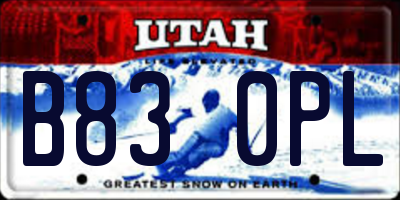 UT license plate B830PL