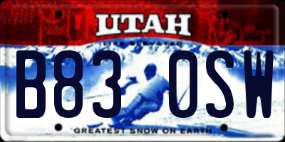UT license plate B830SW