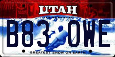 UT license plate B830WE