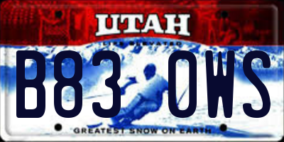 UT license plate B830WS