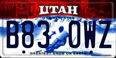 UT license plate B830WZ