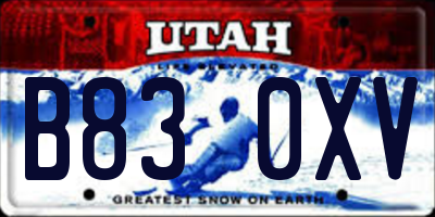 UT license plate B830XV