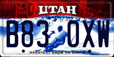 UT license plate B830XW