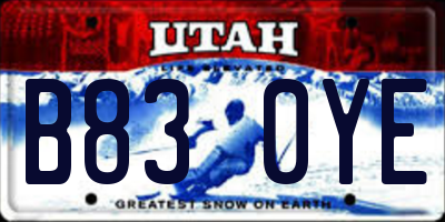 UT license plate B830YE