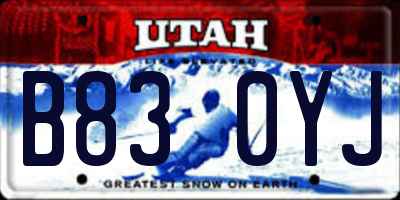 UT license plate B830YJ