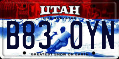 UT license plate B830YN