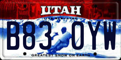 UT license plate B830YW
