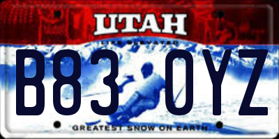 UT license plate B830YZ