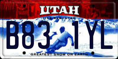 UT license plate B831YL