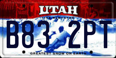 UT license plate B832PT