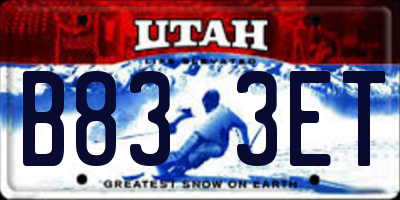 UT license plate B833ET