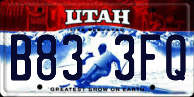 UT license plate B833FQ