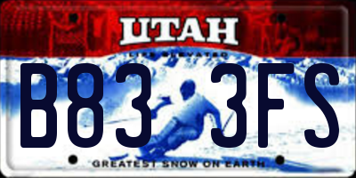 UT license plate B833FS