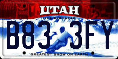 UT license plate B833FY