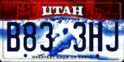 UT license plate B833HJ