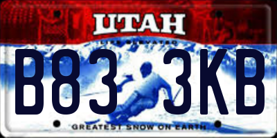UT license plate B833KB