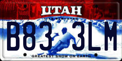 UT license plate B833LM