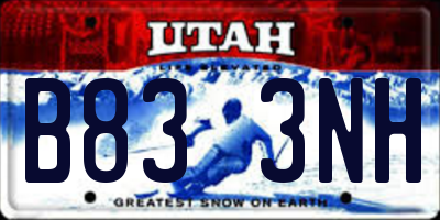 UT license plate B833NH
