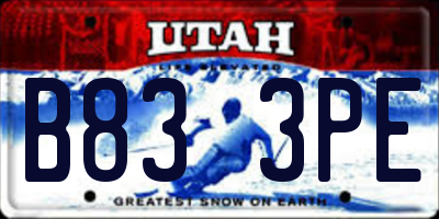 UT license plate B833PE