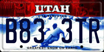 UT license plate B833TR