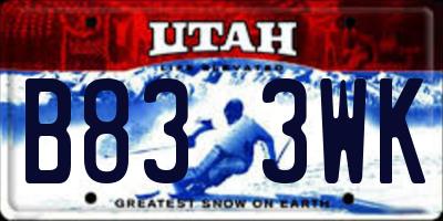 UT license plate B833WK