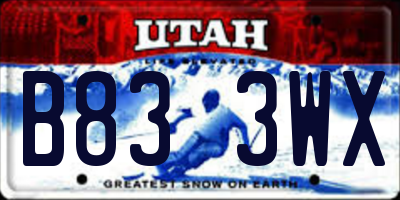 UT license plate B833WX