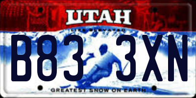 UT license plate B833XN