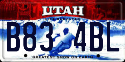 UT license plate B834BL