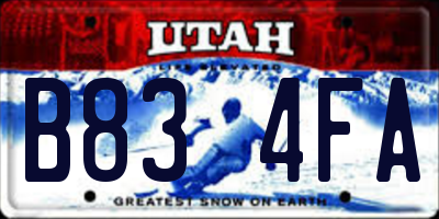 UT license plate B834FA