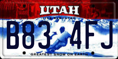 UT license plate B834FJ