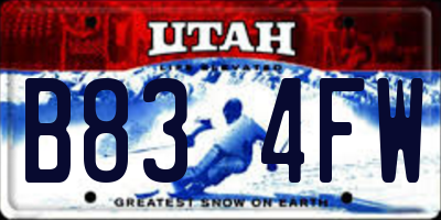 UT license plate B834FW