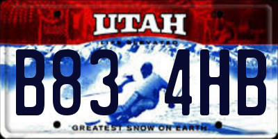 UT license plate B834HB