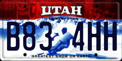 UT license plate B834HH