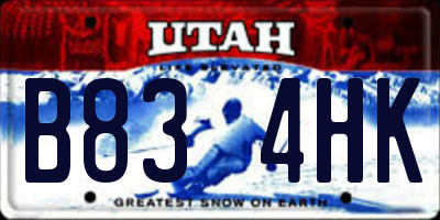 UT license plate B834HK