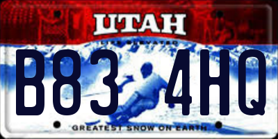 UT license plate B834HQ