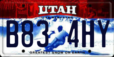 UT license plate B834HY