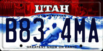 UT license plate B834MA