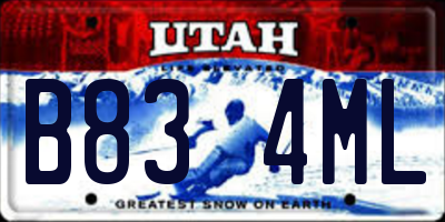 UT license plate B834ML