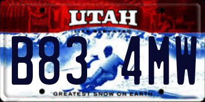UT license plate B834MW
