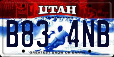 UT license plate B834NB