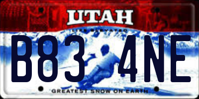 UT license plate B834NE