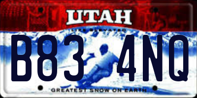 UT license plate B834NQ