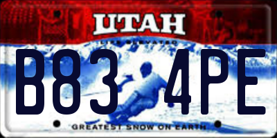 UT license plate B834PE