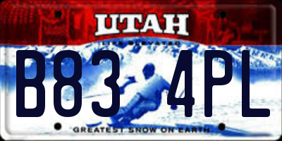 UT license plate B834PL