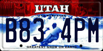 UT license plate B834PM