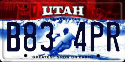 UT license plate B834PR