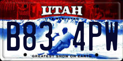 UT license plate B834PW