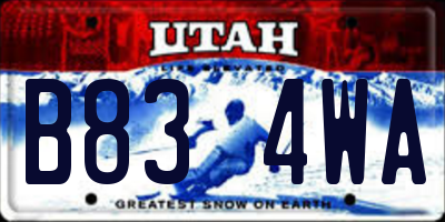 UT license plate B834WA