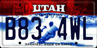 UT license plate B834WL