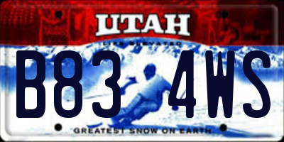 UT license plate B834WS